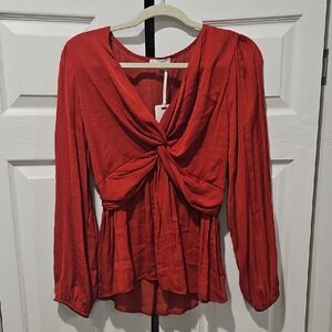 Red Knot Front Blouse